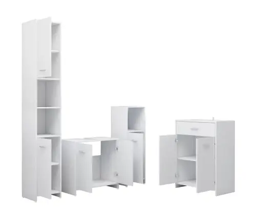 4-Osaline Vannitoamööbli Komplekt, Valge 4-Osaline Vannitoamööbli Komplekt, Valge