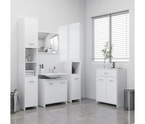 4-Osaline Vannitoamööbli Komplekt, Valge 4-Osaline Vannitoamööbli Komplekt, Valge