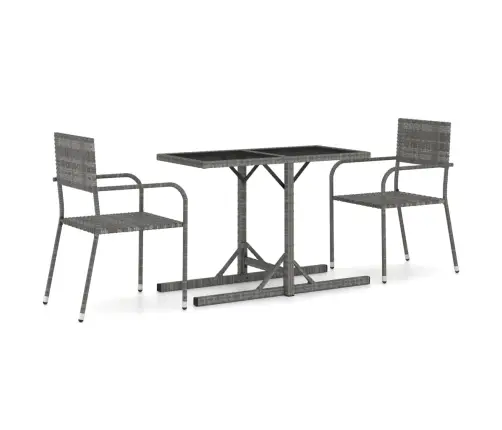 3-Daļīgs Dārza Mēbeļu Komplekts, Pelēks Vidaxl
