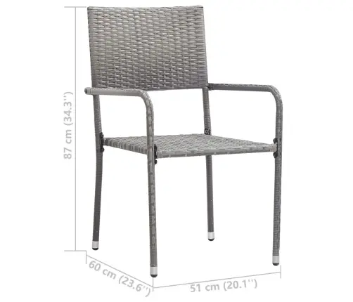 3-Daļīgs Dārza Mēbeļu Komplekts, Pelēks Vidaxl