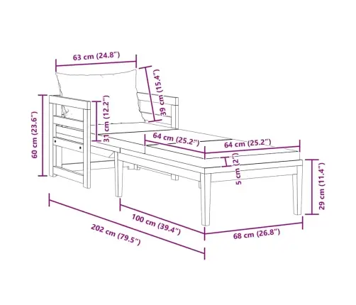 Sauļošanās Zvilnis Ar Krēmbaltiem Matračiem, Akācijas Masīvkoks Vidaxl