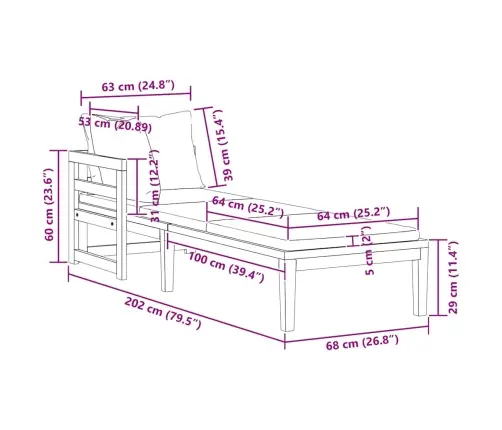 Sauļošanās Zvilnis Ar Roku Balstu, Krēmbalti Matrači, Akācija Vidaxl