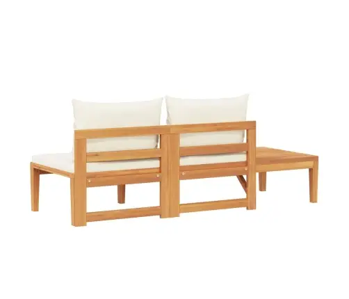 Dārza Sols Ar Galdiņu, Krēmbalti Spilveni, Akācijas Masīvkoks Vidaxl