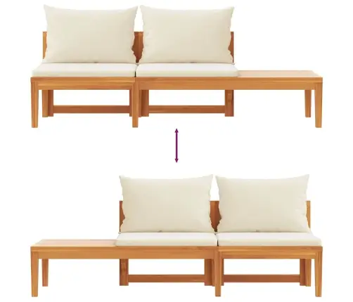 Dārza Sols Ar Galdiņu, Krēmbalti Spilveni, Akācijas Masīvkoks Vidaxl