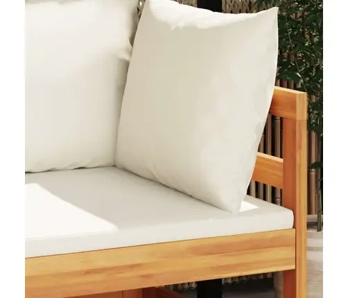 Stūra Dīvāns Ar Krēmbaltiem Spilveniem, Akācijas Masīvkoks Vidaxl