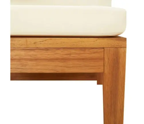 Stūra Dīvāns Ar Krēmbaltiem Spilveniem, Akācijas Masīvkoks Vidaxl