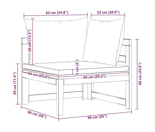 Stūra Dīvāns Ar Krēmbaltiem Spilveniem, Akācijas Masīvkoks Vidaxl