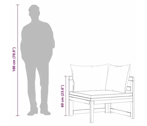 Stūra Dīvāns Ar Krēmbaltiem Spilveniem, Akācijas Masīvkoks Vidaxl
