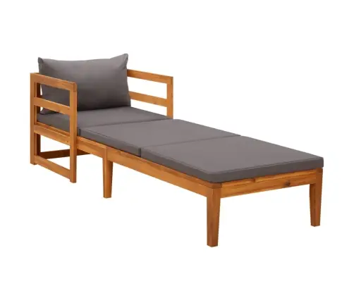 Sauļošanās Zvilnis Ar Pelēkiem Matračiem, Akācijas Masīvkoks Vidaxl