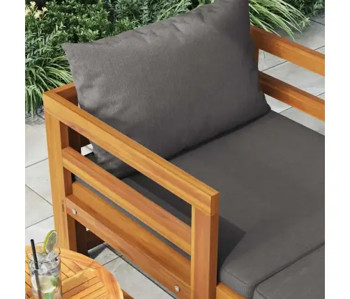 Sauļošanās Zvilnis Ar Pelēkiem Matračiem, Akācijas Masīvkoks Vidaxl