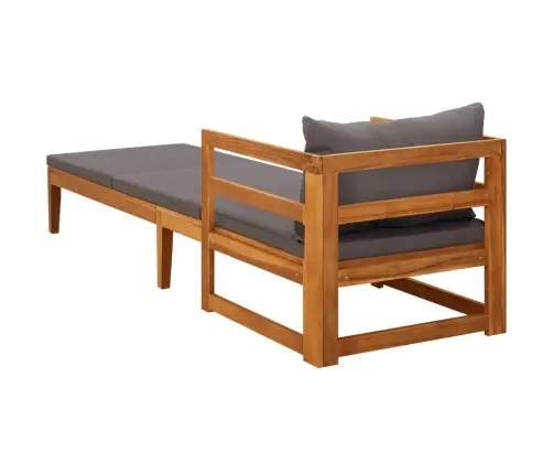 Sauļošanās Zvilnis Ar Pelēkiem Matračiem, Akācijas Masīvkoks Vidaxl