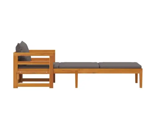 Sauļošanās Zvilnis Ar Pelēkiem Matračiem, Akācijas Masīvkoks Vidaxl