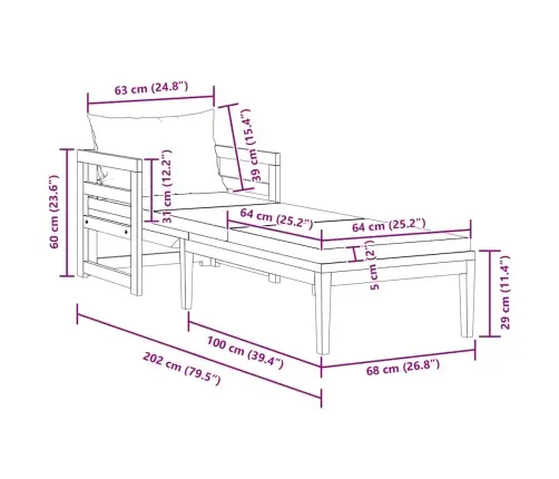 Sauļošanās Zvilnis Ar Pelēkiem Matračiem, Akācijas Masīvkoks Vidaxl