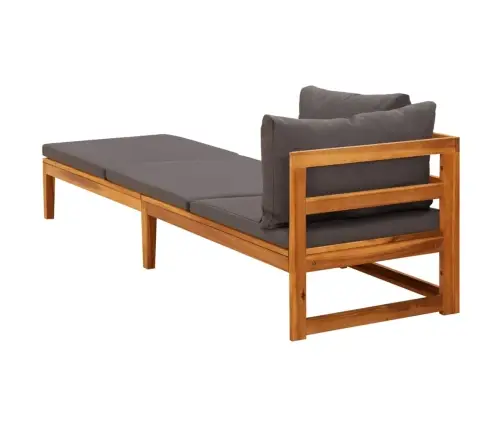 Sauļošanās Zvilnis Ar 1 Roku Balstu, Pelēki Matrači, Akācija Vidaxl