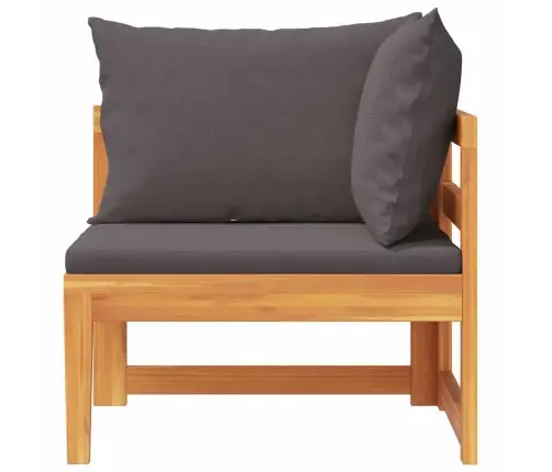 Stūra Dīvāns, Tumši Pelēki Spilveni, Akācijas Masīvkoks Vidaxl