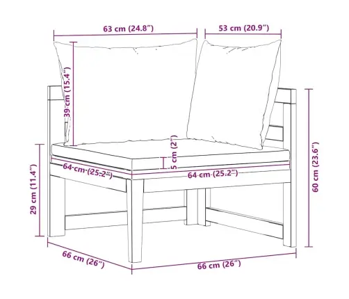 Stūra Dīvāns, Tumši Pelēki Spilveni, Akācijas Masīvkoks Vidaxl