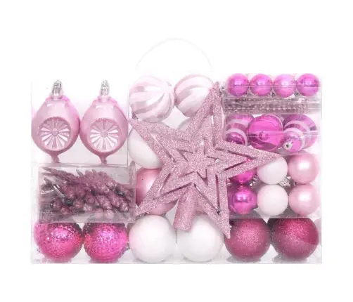 108-Osaline Jõulukuulide Komplekt, Valge Ja Roosa