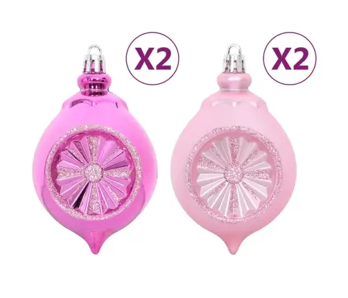 108-Osaline Jõulukuulide Komplekt, Valge Ja Roosa