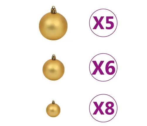 Ziemassvētku Bumbu Komplekts, 60 Gb., 150 Led, Zelta Un Bronzas Vidaxl