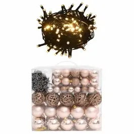 Ziemassvētku Bumbu Komplekts, 120 Gab., 300 Led, Zeltaini Rozā Vidaxl