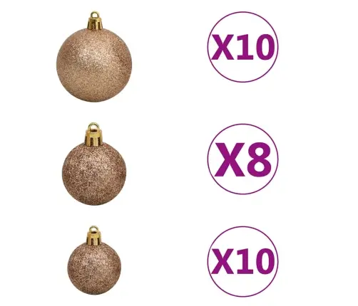 Eglutės Žaisliukų Rinkinys Su Viršūne Ir 300 Led, 120 Dalių