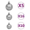 Eglutės Žaisliukų Rinkinys Su Viršūne Ir 300 Led, 120 Dalių