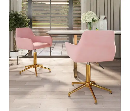 Pööratavad Söögitoolid 2 Tk, Roosa, Samet