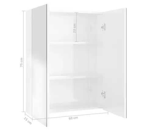 Vannasistabas Skapītis Ar Spoguli, 60X15X75 Cm, Balts, Mdf Vidaxl