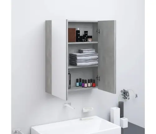 Vannasistabas Skapītis Ar Spoguli, 60X15X75Cm, Betonpelēks, Mdf Vidaxl