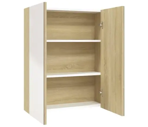 Vannasistabas Skapītis Ar Spoguli, 60X15X75 Cm, Balts, Ozola Vidaxl