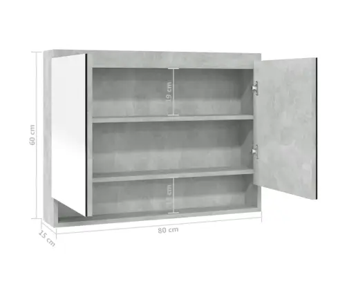 Vannitoa Peegelkapp, 80 X 15 X 60 cm Mdf, Betoonhall