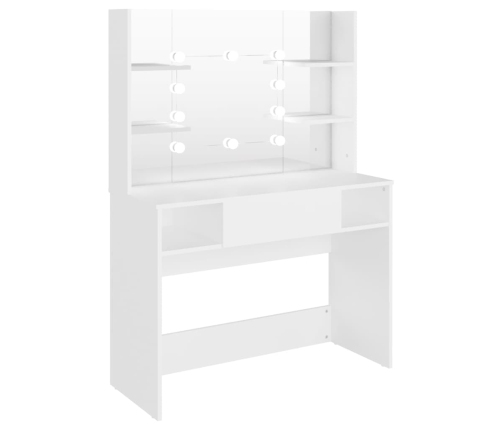 Kosmētikas Galds Ar Led Gaismām, 100X40X135 Cm, Mdf, Balts Vidaxl
