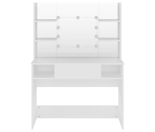 Kosmētikas Galds Ar Led Gaismām, 100X40X135 Cm, Mdf, Balts Vidaxl