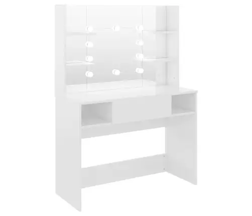 Kosmētikas Galds Ar Led Gaismām, 100X40X135 Cm, Mdf, Balts Vidaxl