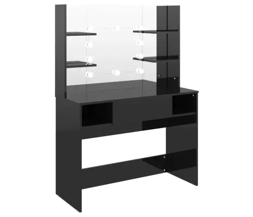 Kosmētikas Galds Ar Led Gaismām, 100X40X135 Cm, Mdf, Melns Vidaxl