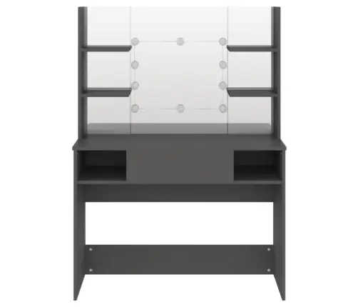 Kosmētikas Galds Ar Led Gaismām, 100X40X135 Cm, Mdf, Pelēks Vidaxl