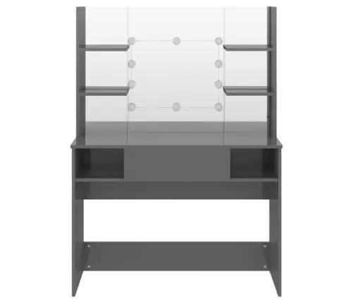 Kosmetinis Staliukas Su Led, Blizgus Pilkas, 100X40X135cm Mdf