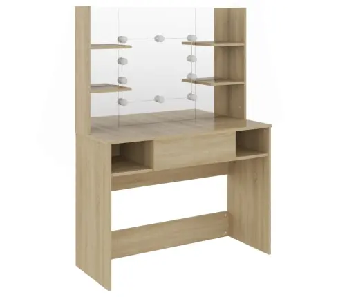 Kosmetinis Staliukas Su Led, Ąžuolo Spalvos, 100X40X135cm Mdf