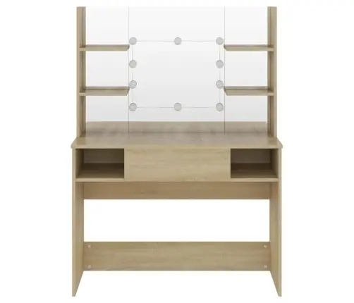 Kosmetinis Staliukas Su Led, Ąžuolo Spalvos, 100X40X135cm Mdf