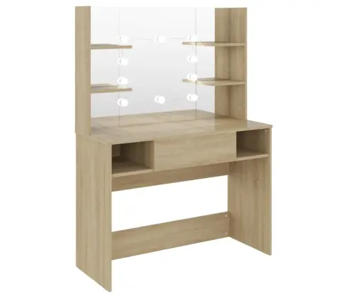 Kosmetinis Staliukas Su Led, Ąžuolo Spalvos, 100X40X135cm Mdf