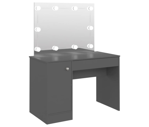 Kosmētikas Galds Ar Led Gaismām, 110X55X145 Cm, Mdf, Pelēks Vidaxl