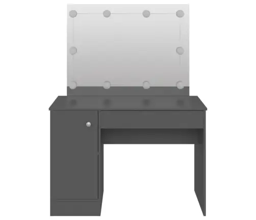 Kosmētikas Galds Ar Led Gaismām, 110X55X145 Cm, Mdf, Pelēks Vidaxl