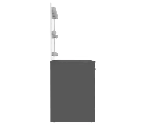 Kosmētikas Galds Ar Led Gaismām, 110X55X145 Cm, Mdf, Pelēks Vidaxl