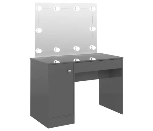 Kosmetinis Staliukas Su Led, Blizgus Pilkas, 110X55X145cm Mdf