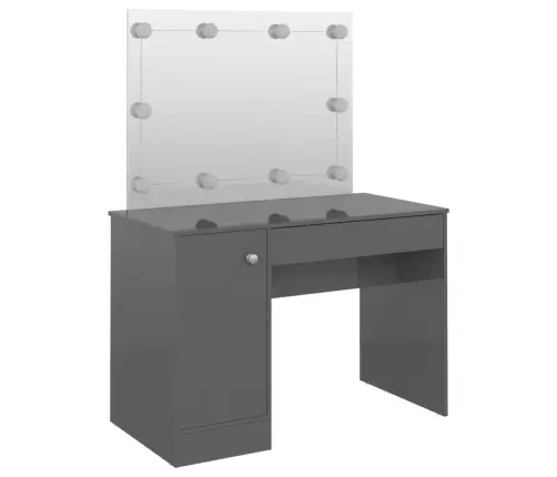 Kosmetinis Staliukas Su Led, Blizgus Pilkas, 110X55X145cm Mdf