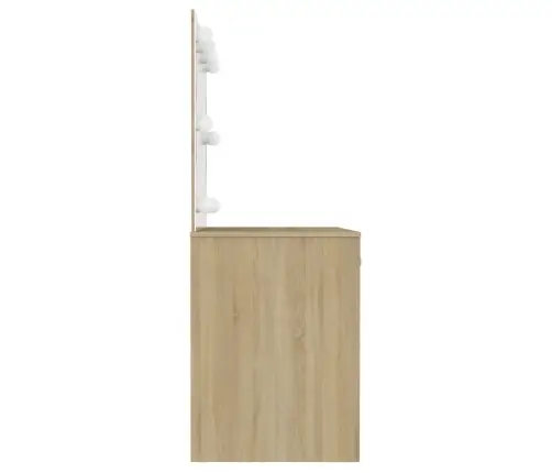 Kosmētikas Galds Ar Led Gaismām, 110X55X145 Cm, Mdf, Ozolkoka Vidaxl Kosmētikas Galds Ar Led Gaismām, 110X55X145 Cm, Mdf, Ozolkoka Vidaxl
