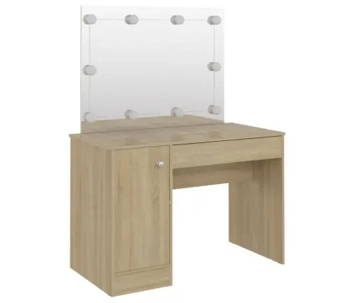 Kosmētikas Galds Ar Led Gaismām, 110X55X145 Cm, Mdf, Ozolkoka Vidaxl Kosmētikas Galds Ar Led Gaismām, 110X55X145 Cm, Mdf, Ozolkoka Vidaxl