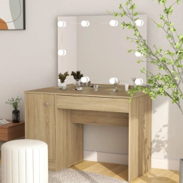 Kosmetinis Staliukas Su Led, Ąžuolo, 110X55X145cm Mdf