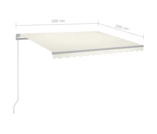 Rankiniu Būdu Ištraukiama Markizė Su Led, Kreminė, 300X250Cm