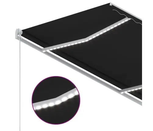Izvelkama Markīze Ar Led, 300X250 Cm, Manuāla, Pelēka Vidaxl